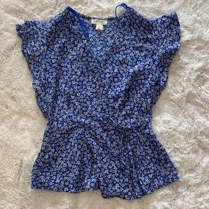 Monteau Blue and White Floral Blouse